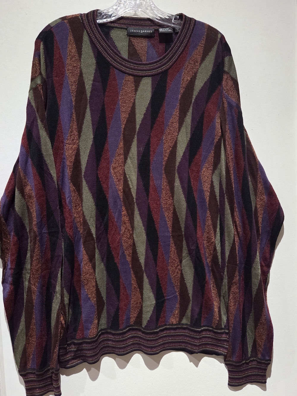 JHANE BARNES Multicolor Geometric Crewneck Sweater